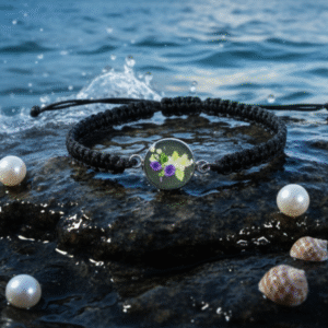 Talizman Żywi - słowiańska bransoletka z żywicy z bratkami